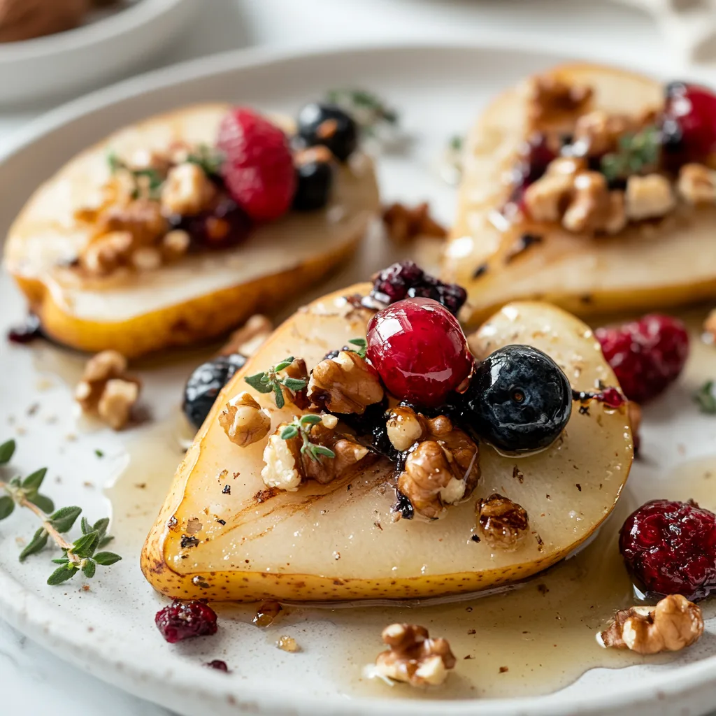 Delicious Baked Pears with Berries, Honey, Walnuts & Blue Cheese Recipe