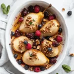 Delicious Baked Pears with Berries, Honey, Walnuts & Blue Cheese Recipe
