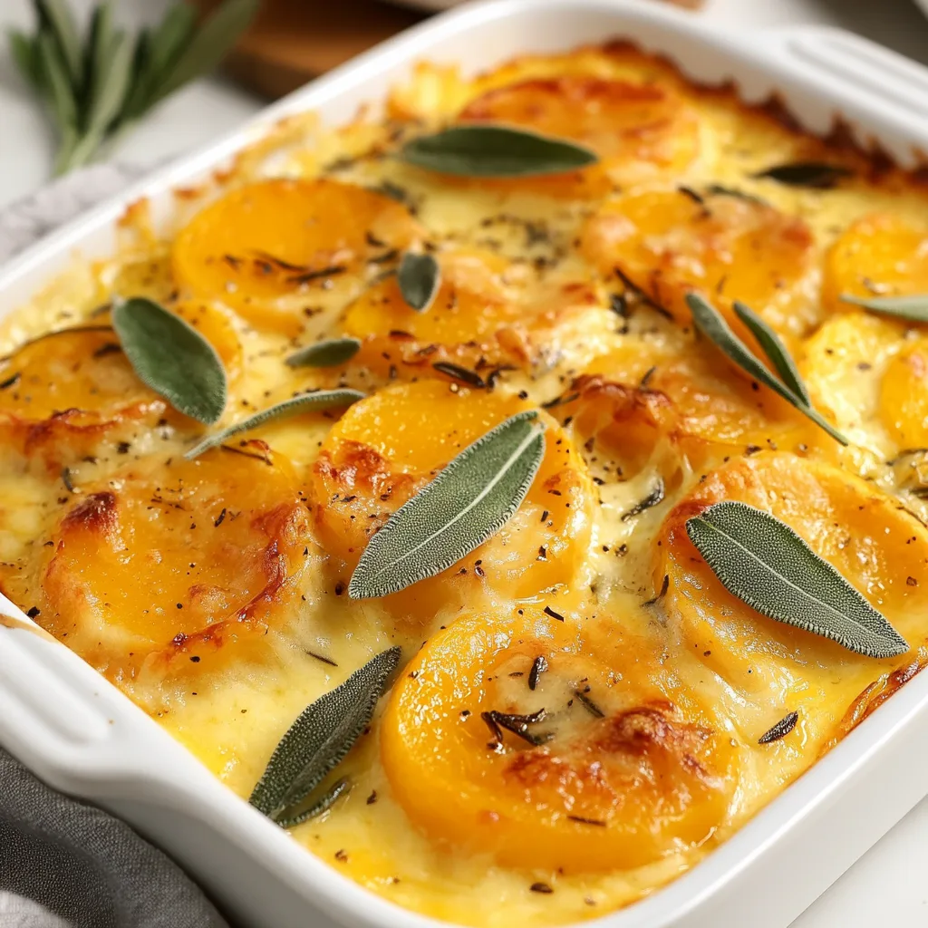 Creamy Butternut Squash & Sage Gratin Recipe | Easy Savory Autumn Side Dish