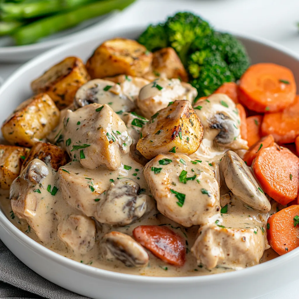 Crockpot Creamy Garlic Chicken and Veggies | Easy Slow Cooker Dinner Recipe