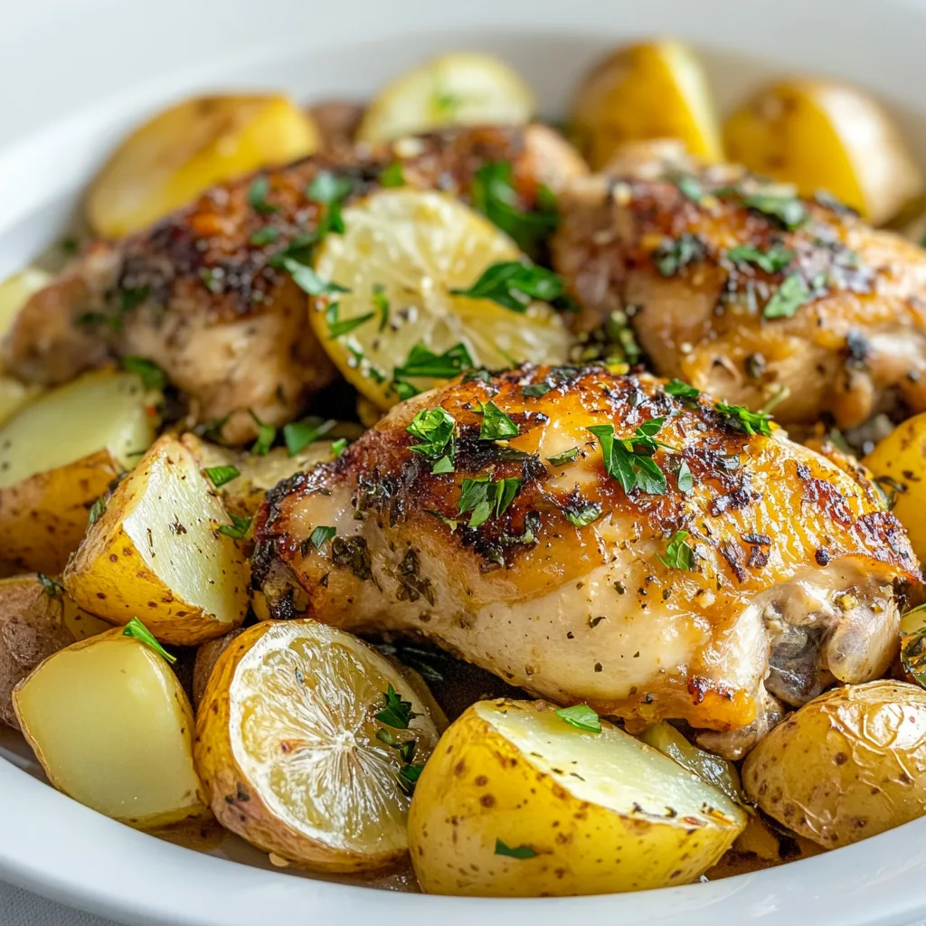 Greek Slow Cooker Lemon Chicken and Potatoes Recipe | Easy Mediterranean Slow Cooker Meal