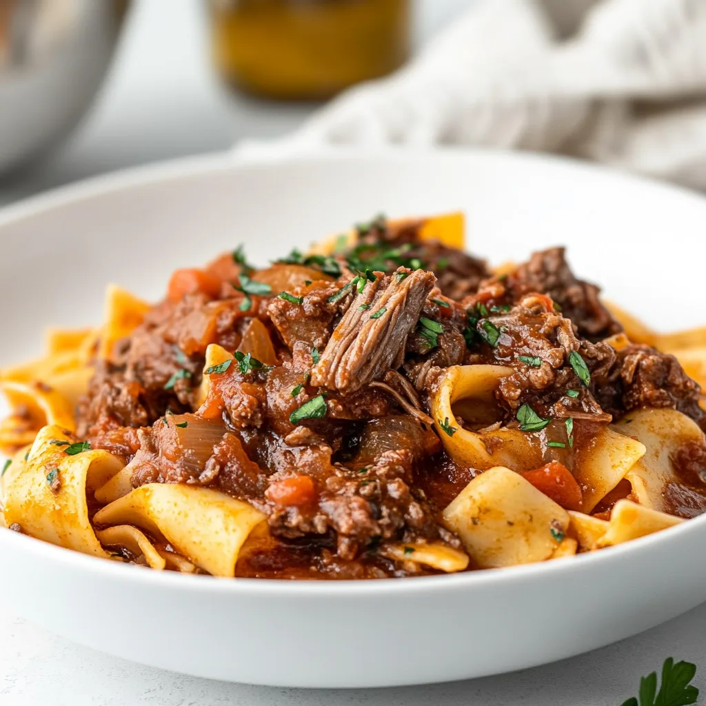 Slow Cooker Beef Ragu with Pappardelle | Easy Hearty Italian Pasta Recipe