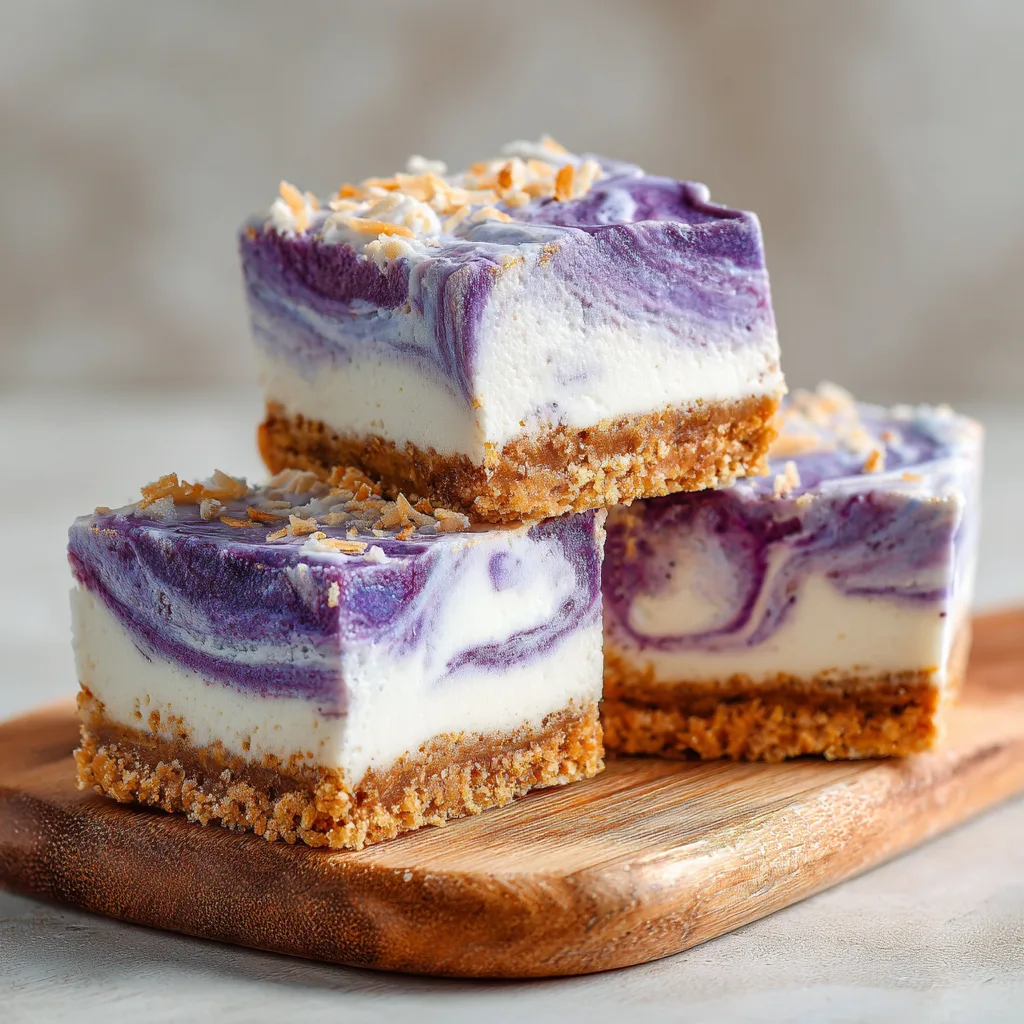 These No-Bake Ube Coconut Cheesecake Bars
