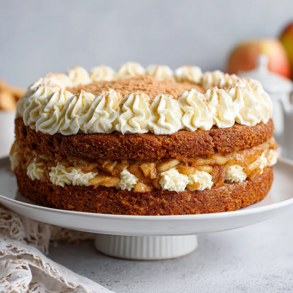 Apple Cake Topped with Creamy Cream Cheese Frosting - Cozy & Divine