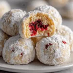 Raspberry-filled Almond Snowball Cookies