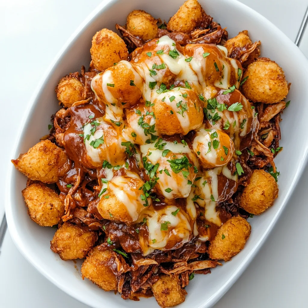 BBQ Pulled Chicken with Crispy Tater Tots & Melted Cheese | Delicious Comfort Food Recipe