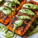 Baked Cajun Salmon with Creamy Avocado Lime Sauce | Easy Healthy Dinner Recipe