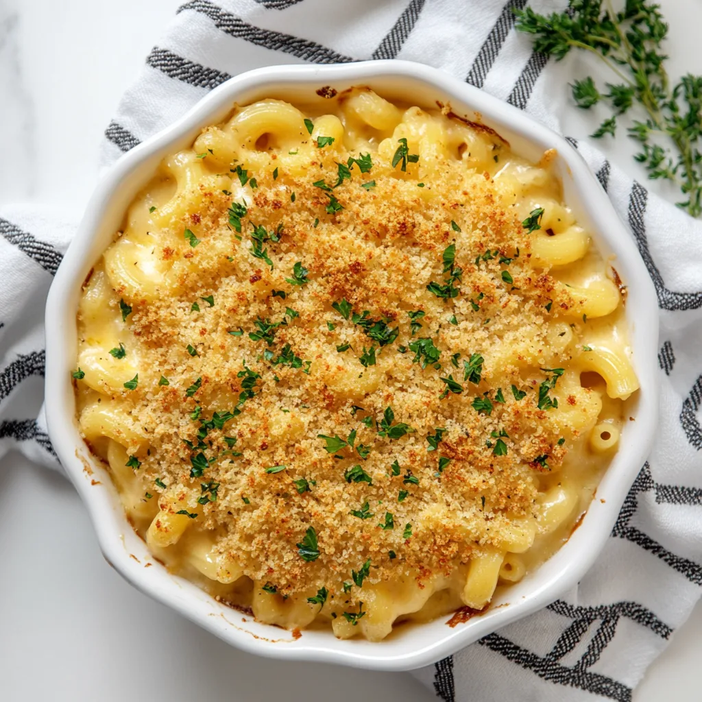 Baked Macaroni and Cheese with Crispy Panko Topping | Creamy & Crunchy Comfort Food Recipe