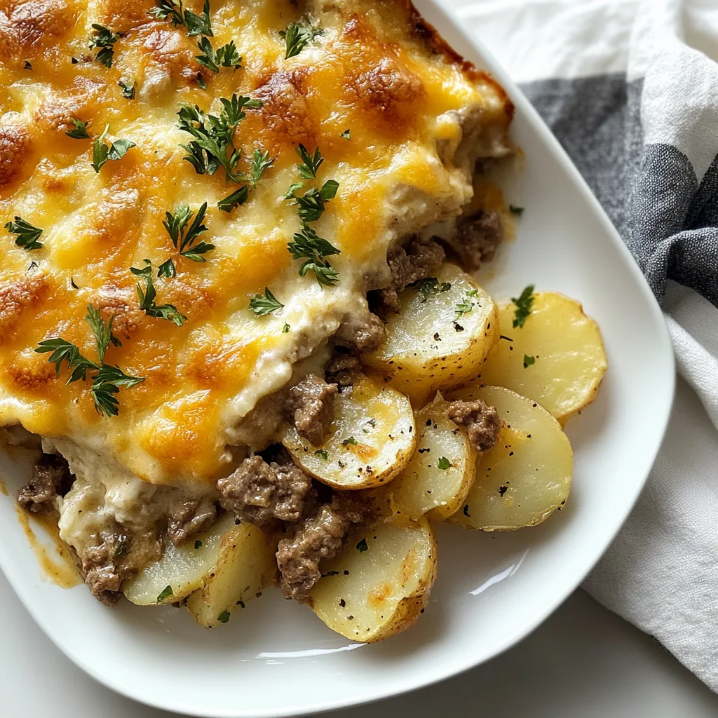 Cheesy Scalloped Potatoes and Beef Bake | Easy Comfort Food Recipe