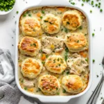 Easy Chicken Pot Pie Casserole with Biscuits | Comfort Food Recipe