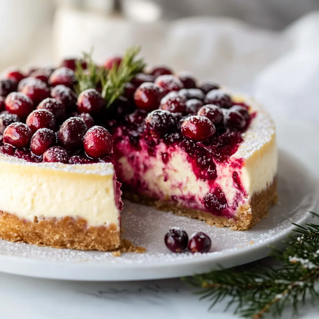 Delicious Christmas Cheesecake with Cranberry Jam & Sugared Cranberries Recipe