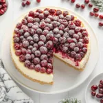 Delicious Christmas Cheesecake with Cranberry Jam & Sugared Cranberries Recipe
