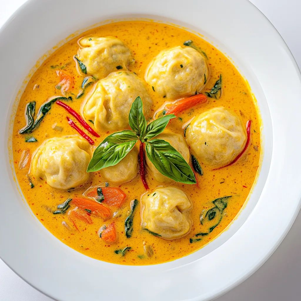 Delicious Coconut Curry Soup with Dumplings Recipe | Easy & Flavorful Meal