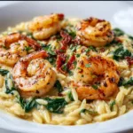 Creamy Garlic Orzo Tuscan Shrimp Recipe | Easy & Delicious Dinner