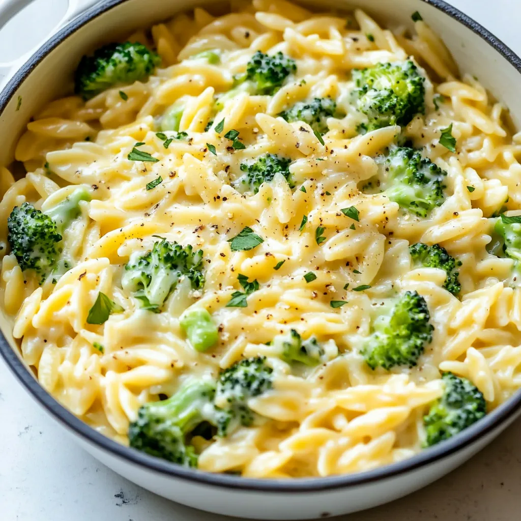 Creamy One-Pot Broccoli Cheddar Orzo Recipe | Easy & Delicious Meal