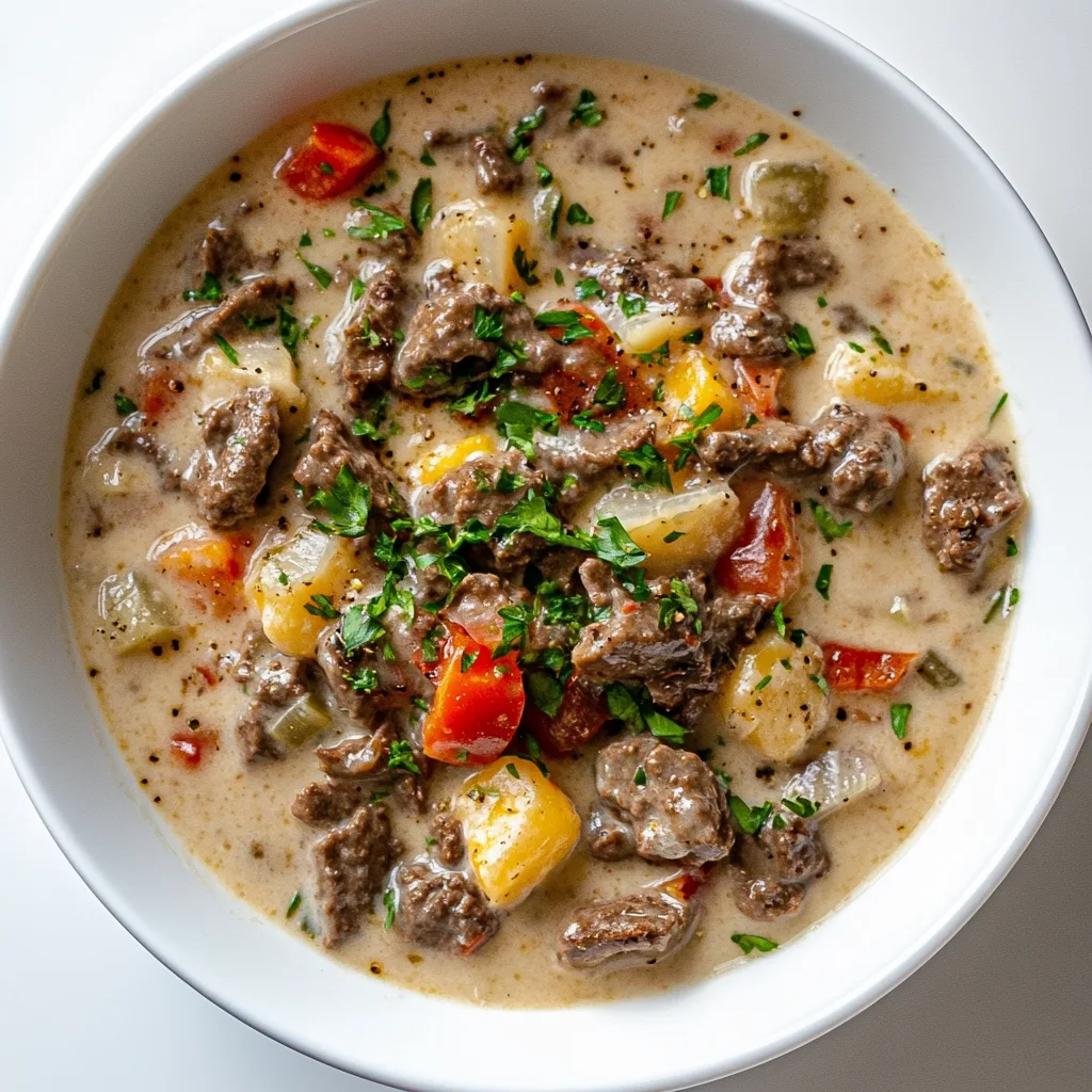 Creamy Philly Cheesesteak Soup Recipe | Easy & Delicious Comfort Food