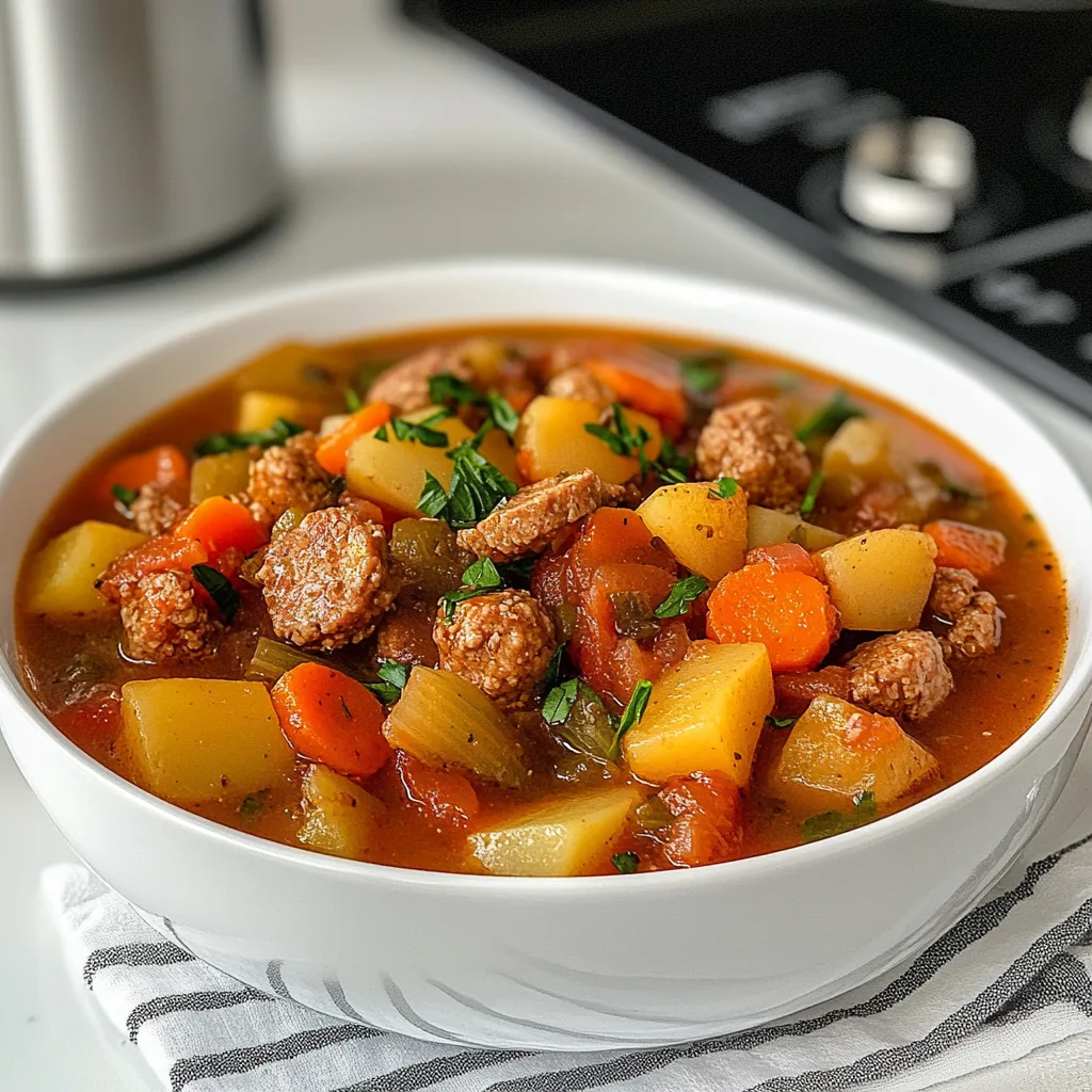Hearty Crockpot Swamp Soup Recipe | Sausage, Potato & Vegetable Medley