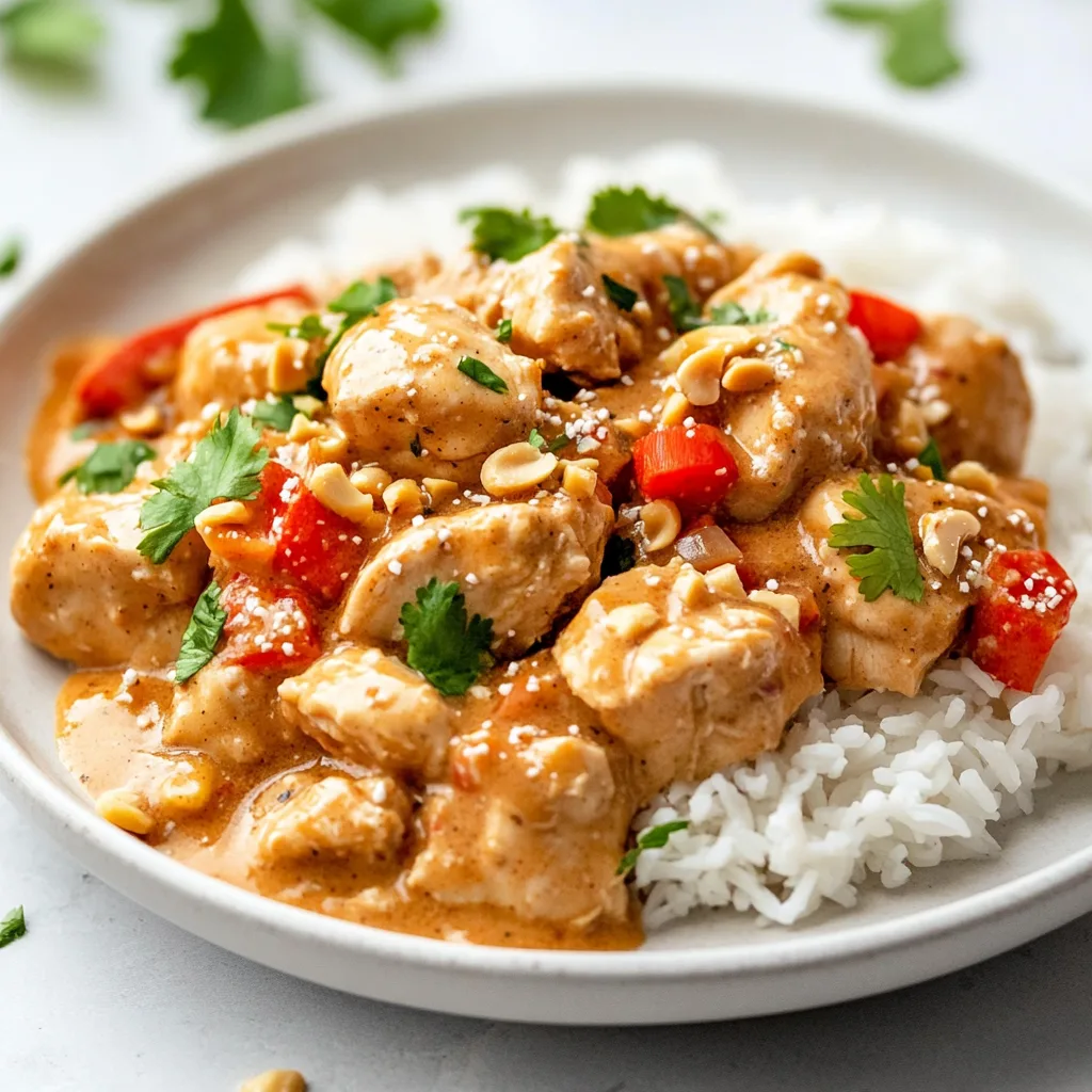 Easy Crockpot Thai Peanut Chicken Recipe | Slow Cooker Dinner Ideas
