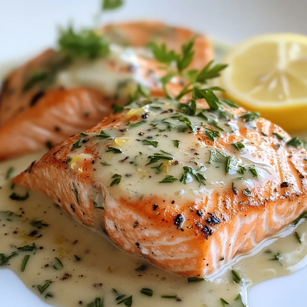 Easy Slow Cooker Salmon Recipe with Garlic, Lemon & Creamy Herb Sauce