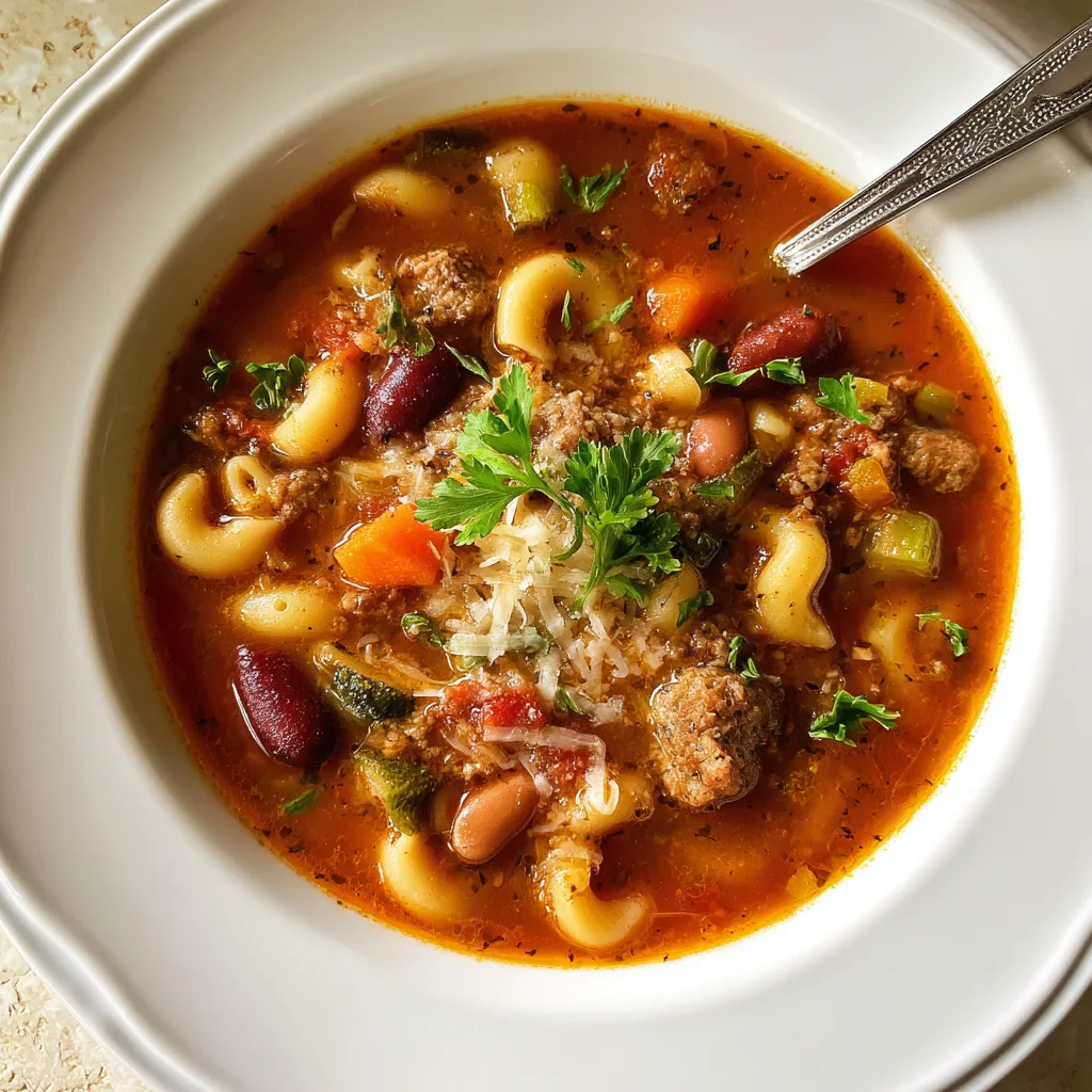 Hearty 13-Bean Slow Cooker Minestrone with Sausage – Easy, Comforting Soup Recipe