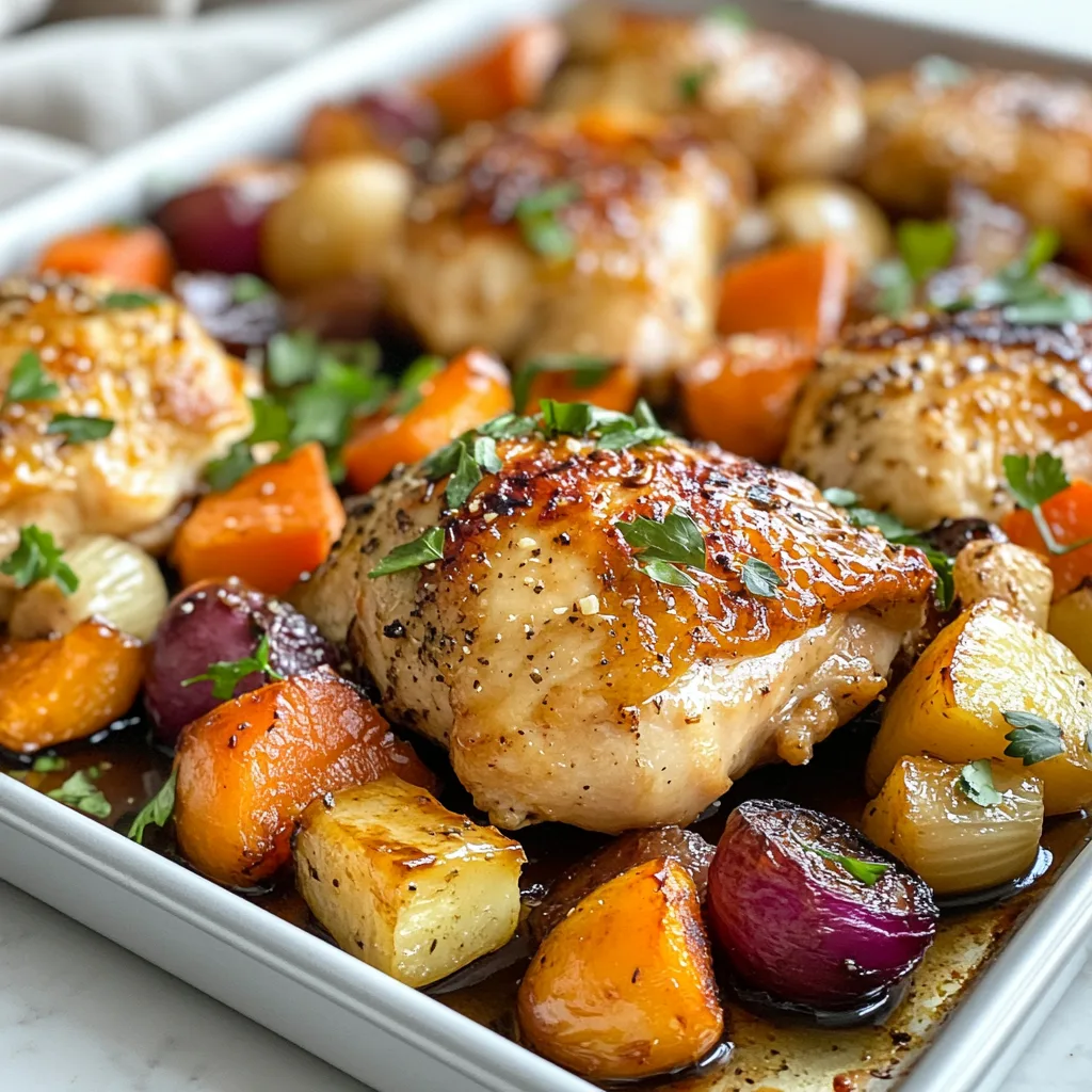 Sheet Pan Miso Honey Garlic Chicken & Root Vegetables Recipe | Easy One-Pan Dinner