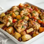 Sheet Pan Miso Honey Garlic Chicken & Root Vegetables Recipe | Easy One-Pan Dinner