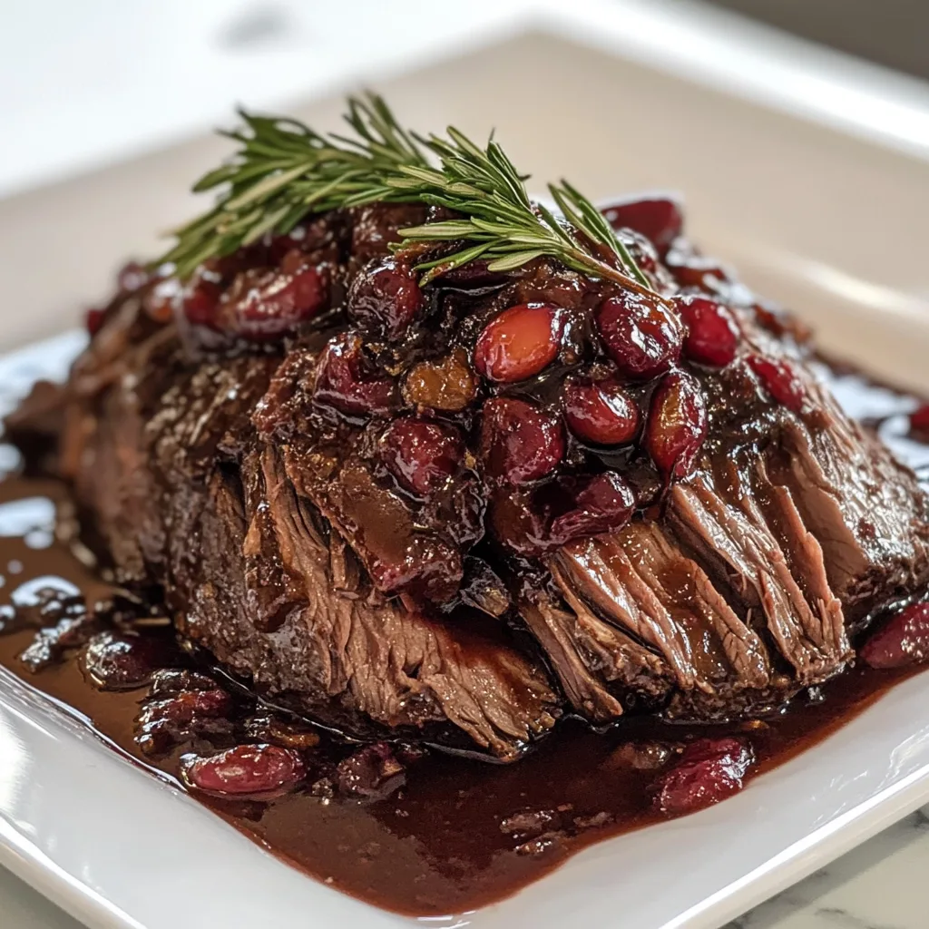 Tender Slow-Braised Beef Roast with Tangy Cranberry Balsamic Glaze Recipe