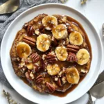 Delicious Slow Cooker Banana Bread Pudding with Caramel Drizzle & Crunchy Pecans Recipe