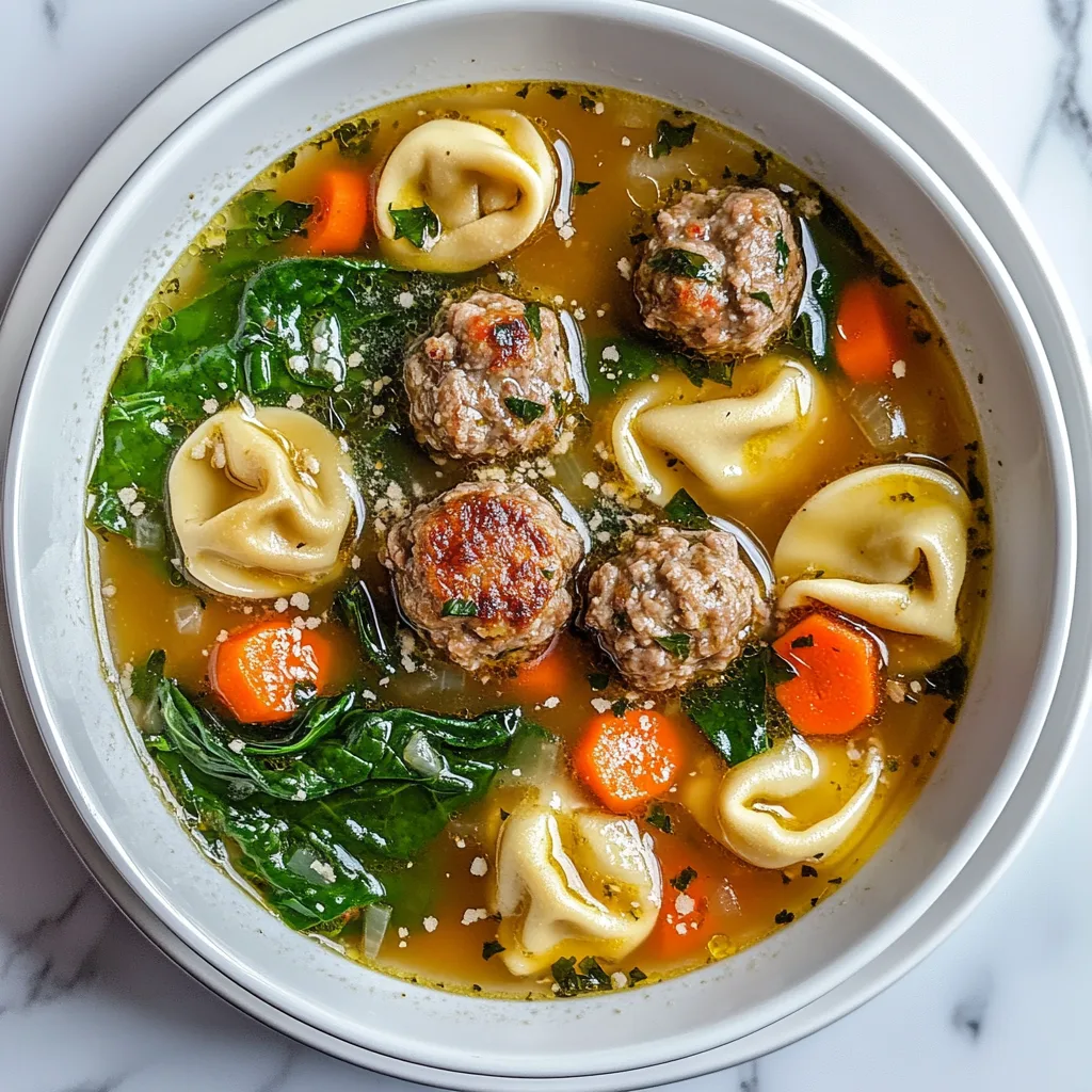 Slow Cooker Italian Wedding Soup Recipe with Spinach, Meatballs & Tortellini
