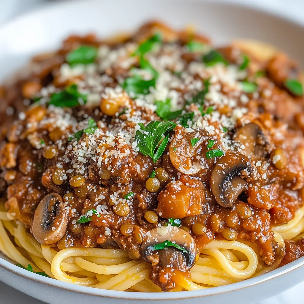 Slow Cooker Lentil & Mushroom Bolognese Recipe | Hearty & Healthy Meal