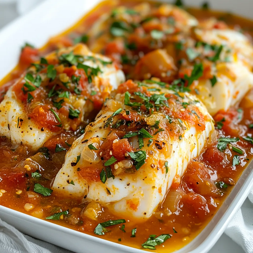 Slow Cooker White Fish in Tomato Garlic Sauce | Easy Healthy Seafood Recipe
