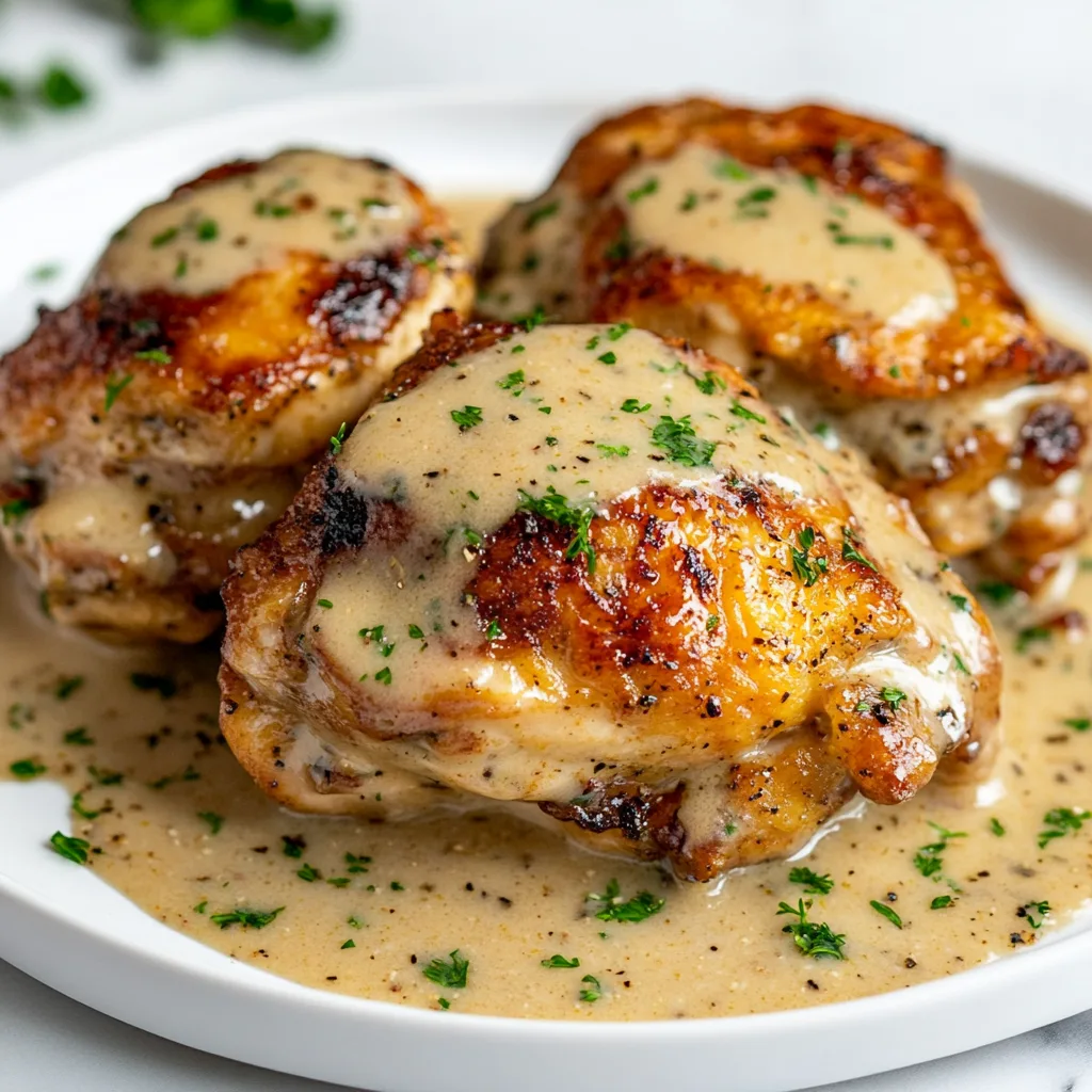 Smothered Chicken Thighs with Creamy Gravy | Easy Comfort Food Recipe