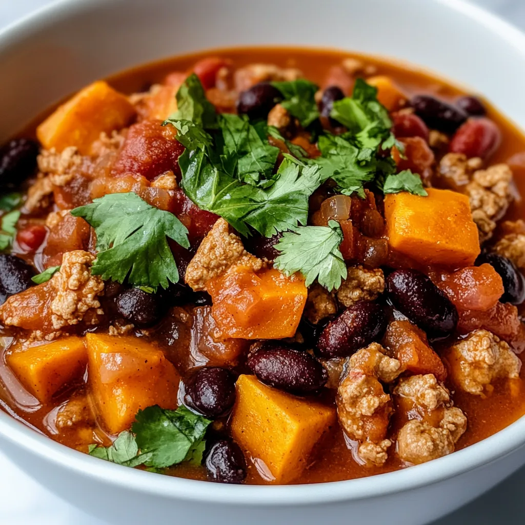 Hearty Turkey Chili with Beans and Sweet Potatoes | Healthy Comfort Food Recipe