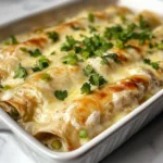 Delicious White Chicken Enchiladas with Creamy Sour Cream Sauce & Spicy Green Chiles