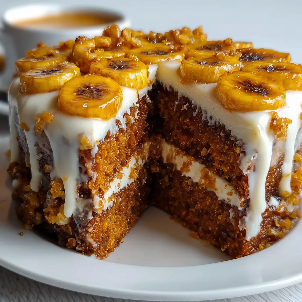 Caramelized Banana Carrot Cake Recipe | Moist Spiced Crumb Delight