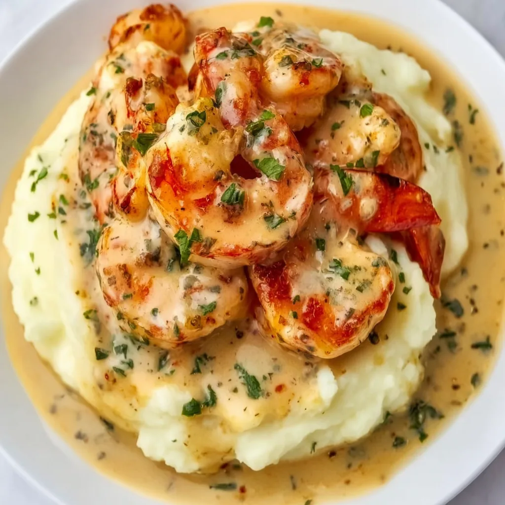 Creamy Garlic Shrimp Over Mashed Potatoes | Easy & Delicious Recipe
