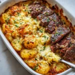 Garlic Butter Steak & Cheddar Potato Bake | Easy Comfort Food Recipe