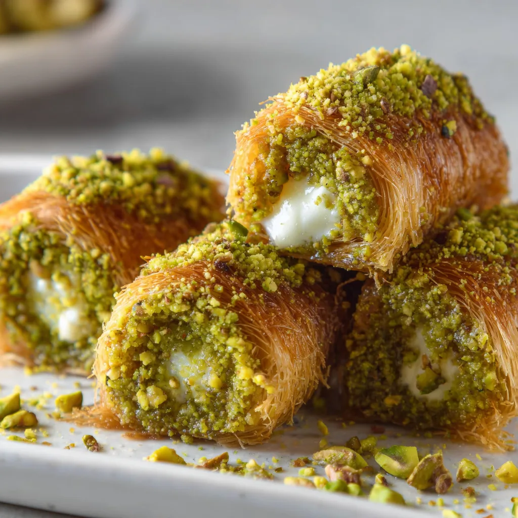 Delicious Kataifi Rolls with Pistachio | Crispy & Nutty Middle Eastern Dessert