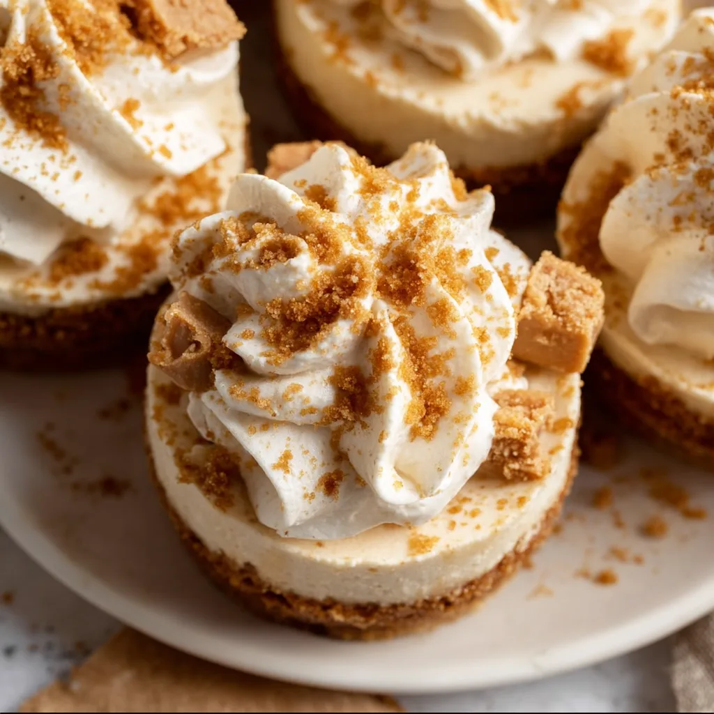 No-Bake Mini Biscoff Cheesecakes with Cookie Butter Whipped Cream – Easy & Delicious Dessert Recipe