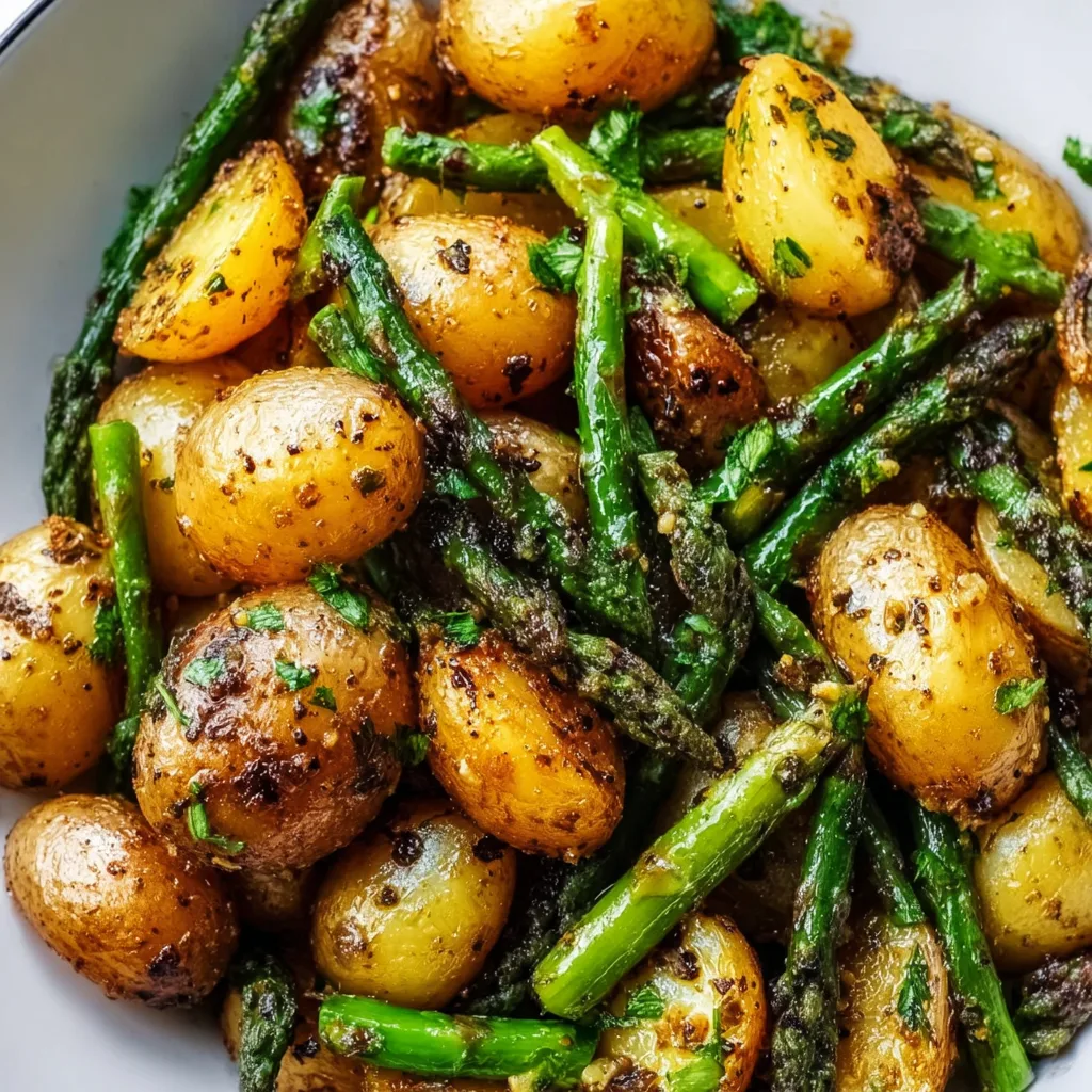 Easy One-Pan Garlic Potatoes and Asparagus Recipe | Quick & Delicious Side Dish