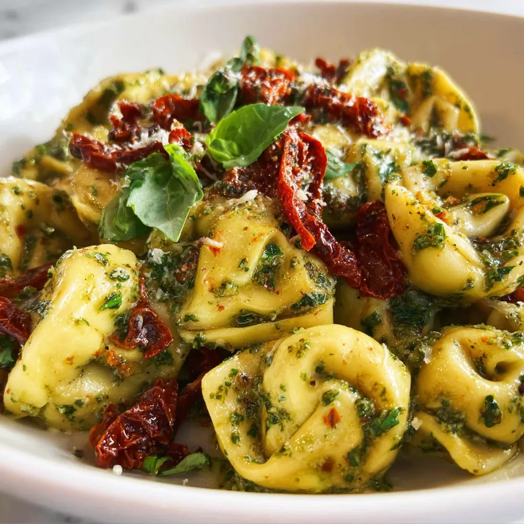Delicious Pesto Tortellini with Sundried Tomatoes Recipe | Easy & Flavorful Meal