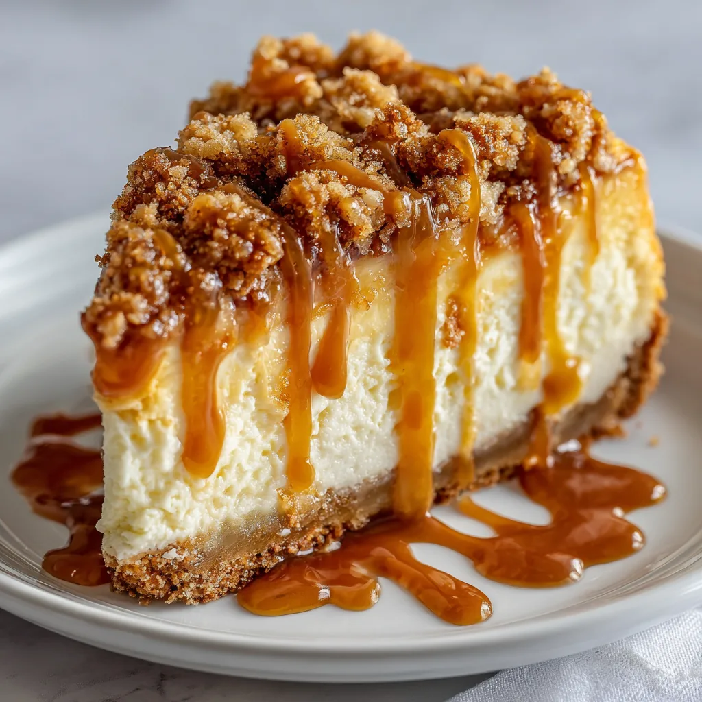 Salted Caramel Apple Pie Cheesecake with Crumble | Decadent Dessert Recipe