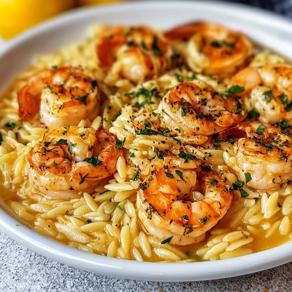 Delicious Shrimp Orzo in Lemon Garlic Sauce Recipe | Easy & Flavorful Dinner