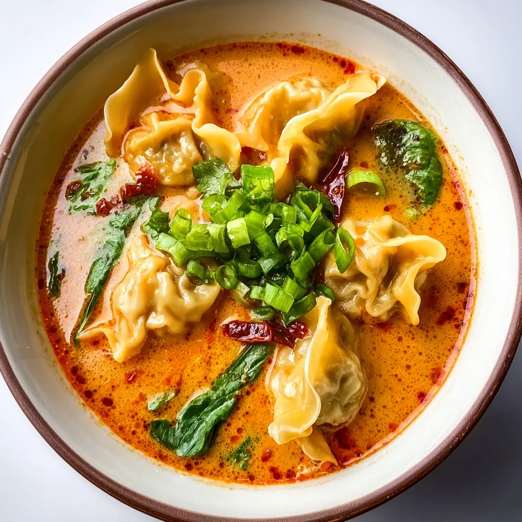 Authentic Thai Red Curry Wonton Soup Recipe | Spicy & Savory Delight