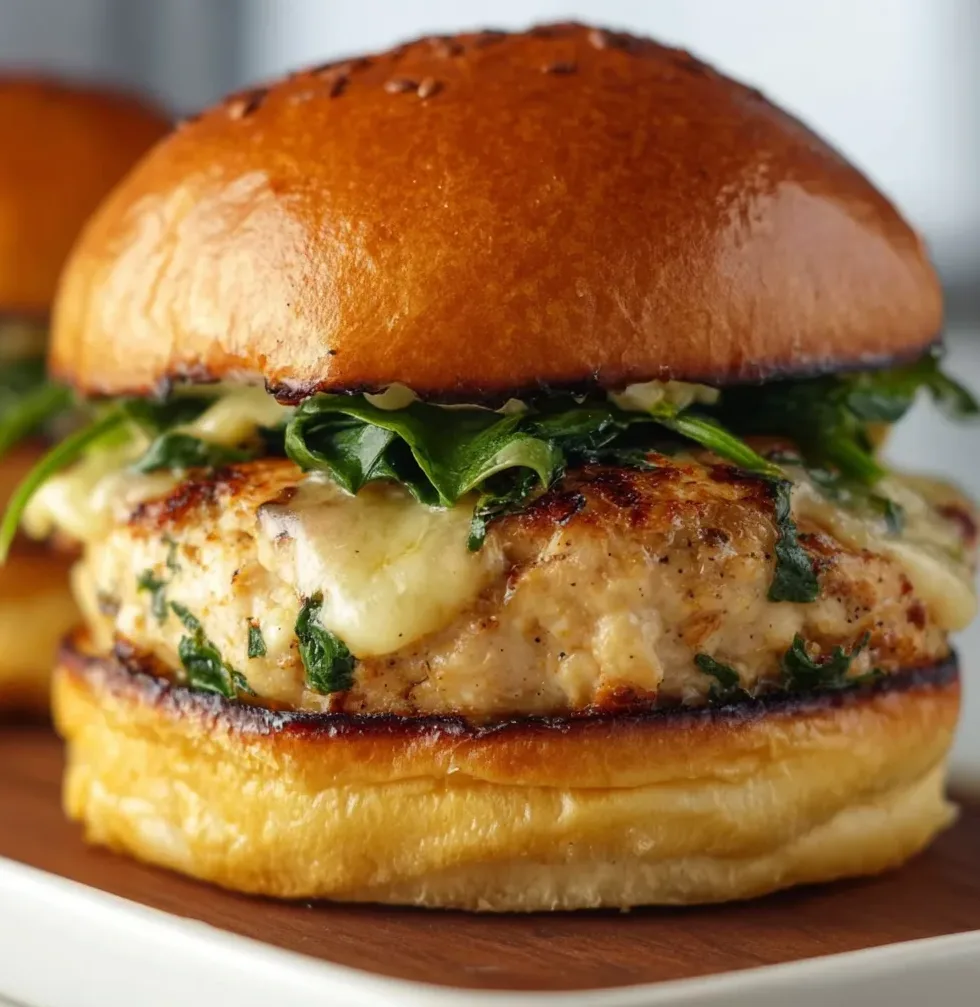 Delicious White Cheddar Spinach Chicken Burgers Recipe | Healthy & Flavorful