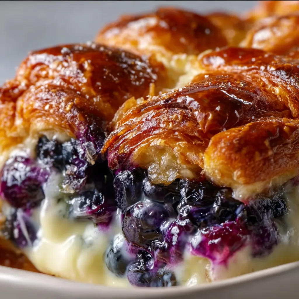 Delicious Blueberry Cream Cheese Croissant Casserole Recipe – Easy Breakfast Treat