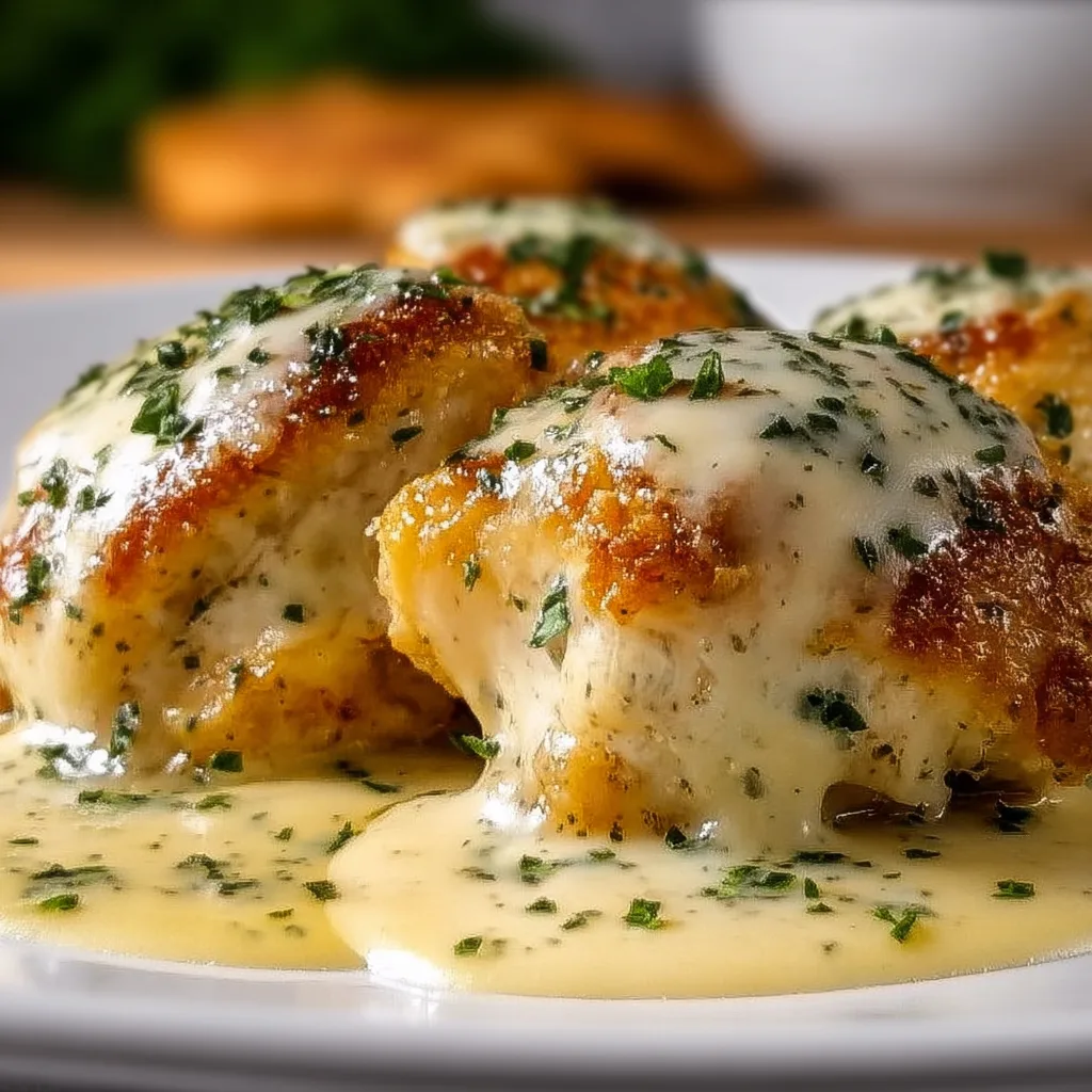 Delicious Chicken Pillows with Garlic Parmesan Sauce | Easy Recipe