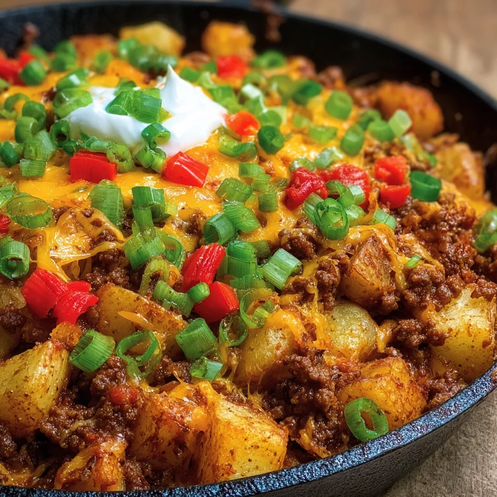Loaded Chili Cheese Potato Skillet Recipe | Easy, Delicious One-Pan Meal