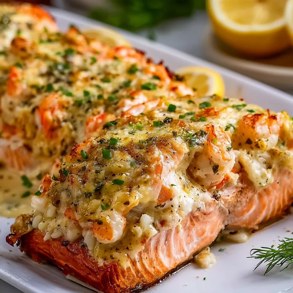 Delicious Crab and Shrimp Stuffed Salmon Recipe | Seafood Dinner Ideas