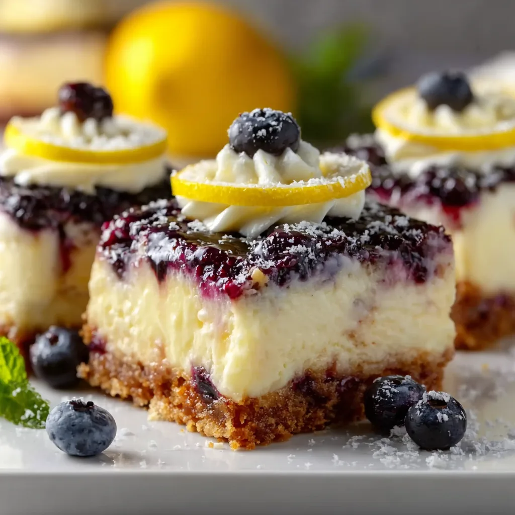 Creamy Lemon Blueberry Cheesecake Bars